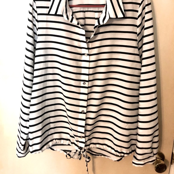Calvin Klein blouse, black & white stripe - Picture 1 of 5
